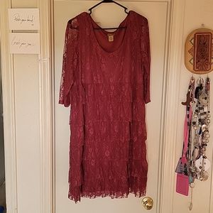 Wrangler Womens midi dress, XL, color dark red